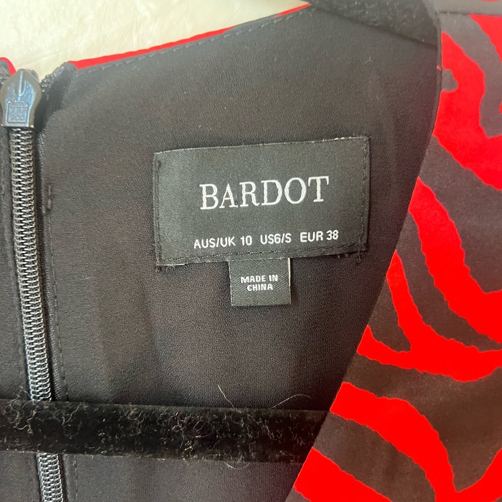 Bardot Red and Black Zebra Print Long Sleeve Dress - Picture 5 of 8